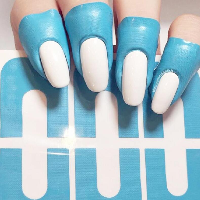 2pcs Tape Anti-splash Protection Nails Creative U-shaped Fingerprint Stickers Finger Skin Protection Nail Polish Stickers &