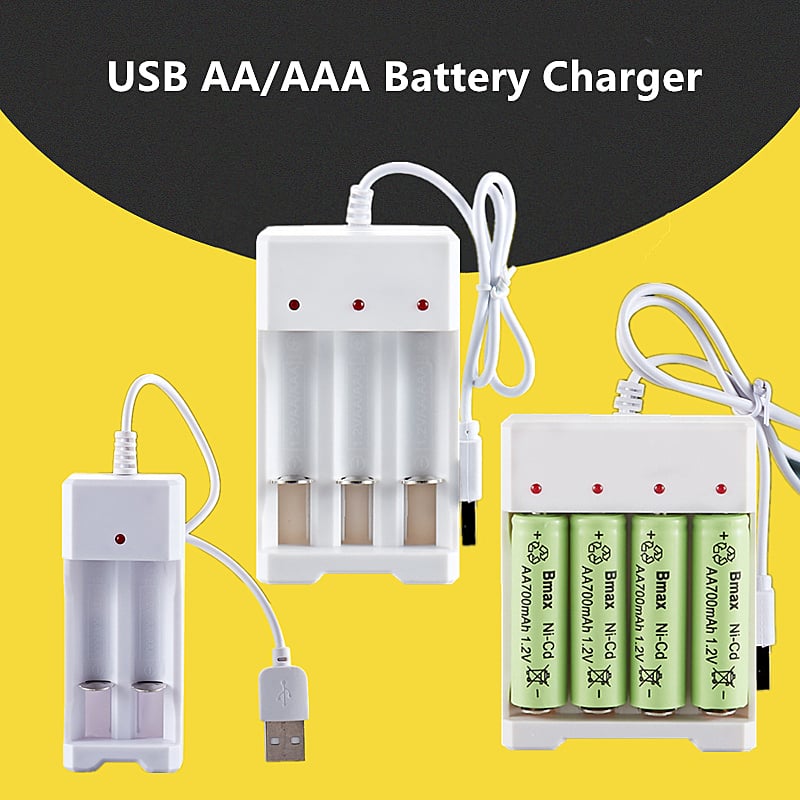 Universal USB Output Battery Charger 4 Slot Adapter