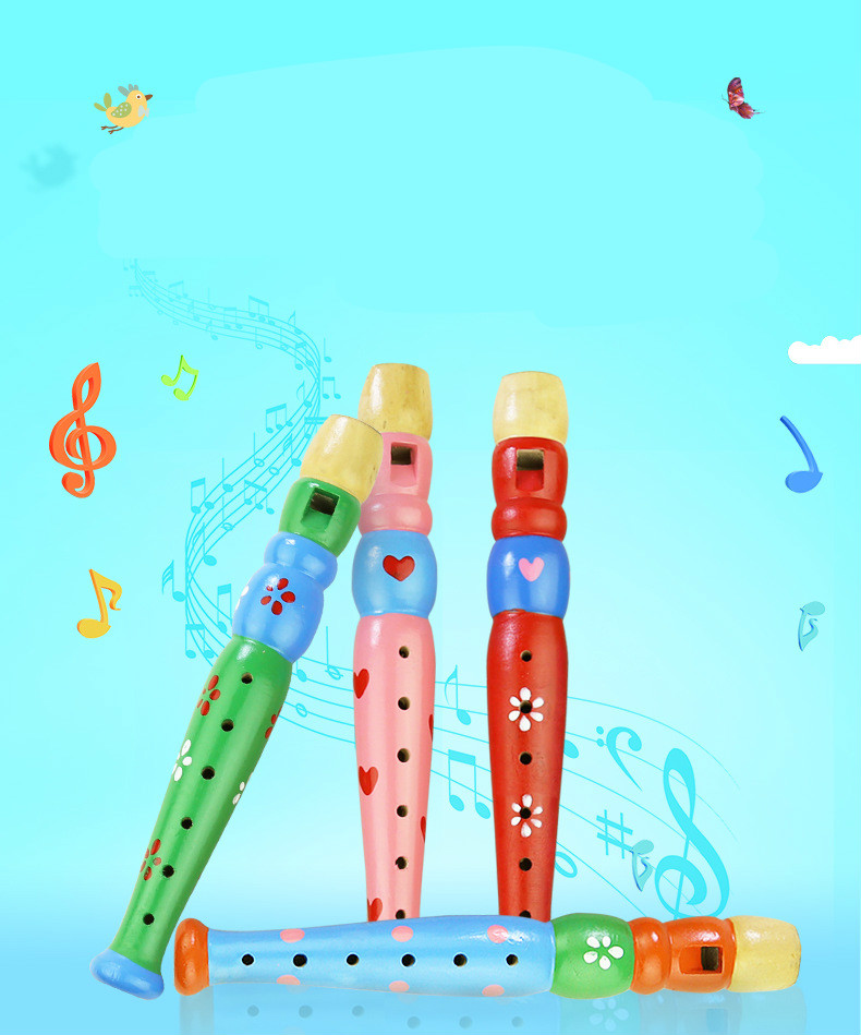 Wooden flute children's toys wooden piccolo baby music early education development learning wind instruments