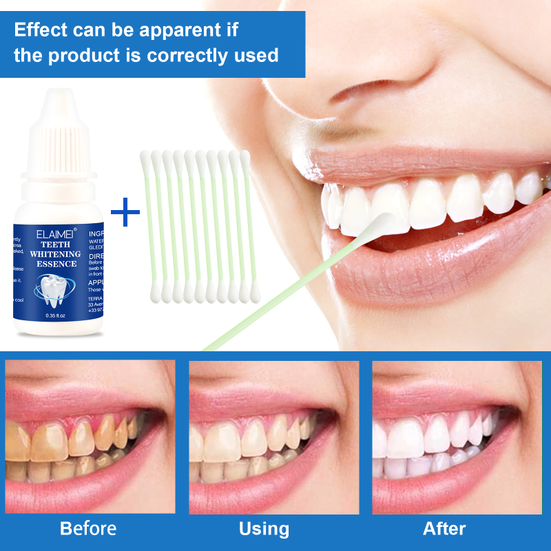 10ml Teeth Whitening Water With 10pcs Cotton Swab Oral Hygiene Cleaning Teeth Care Tooth Cleaning Whitening Water TSLM1
