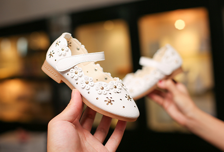 Spring Summer Kids Casual Shoes Girls Princess Dress Party Shoes Baby Girls Flower Pu Leather Anti-Slip Soft Bottom Shoe