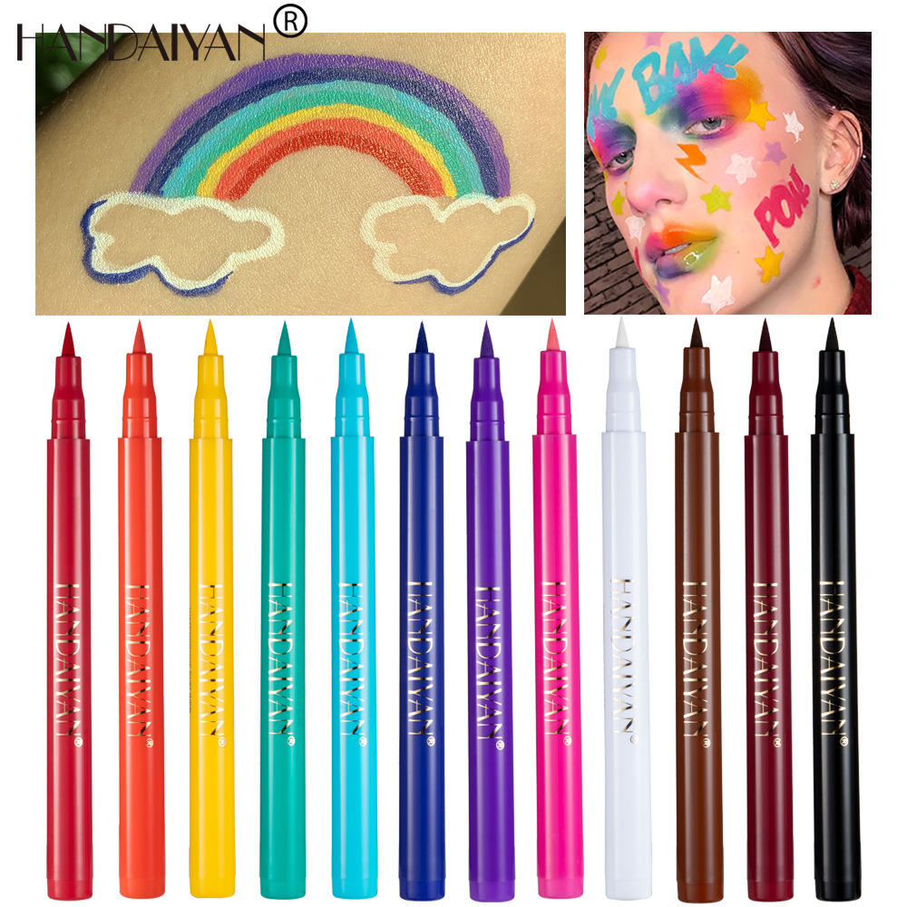 Makeup HANDAIYAN Rainbow DIY Paint eyeliner liquid is not easy to smudge and stain matte eyeliner pen
