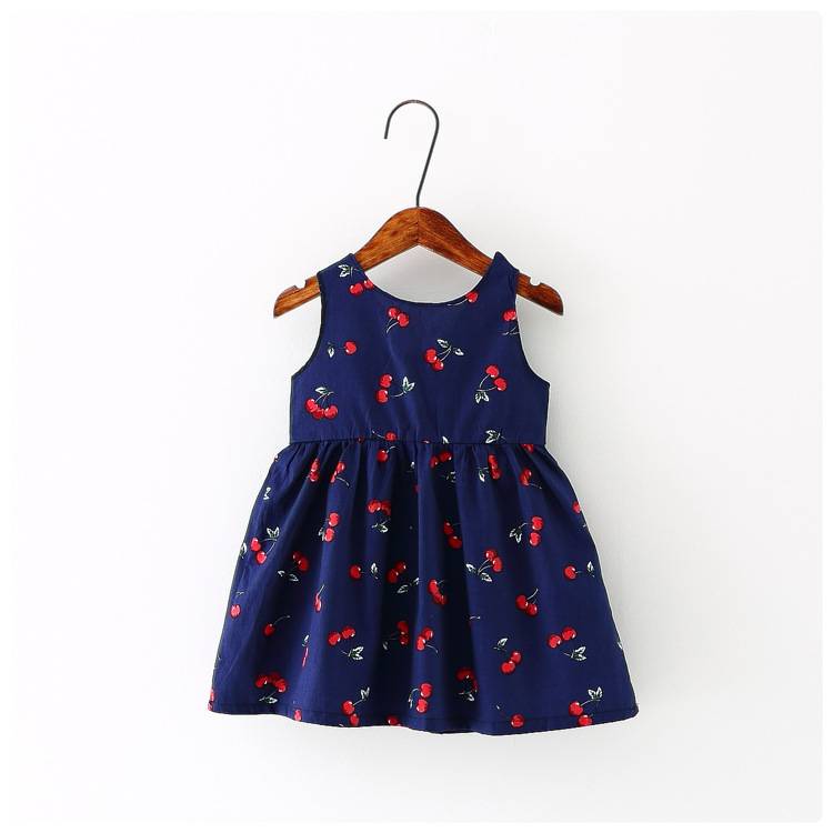 Cute Print Children Princess Dresses Baby Girls A-Line Lovely Sleeveless Summer Dress Kids Girls Cotton Bow Decor Clothes