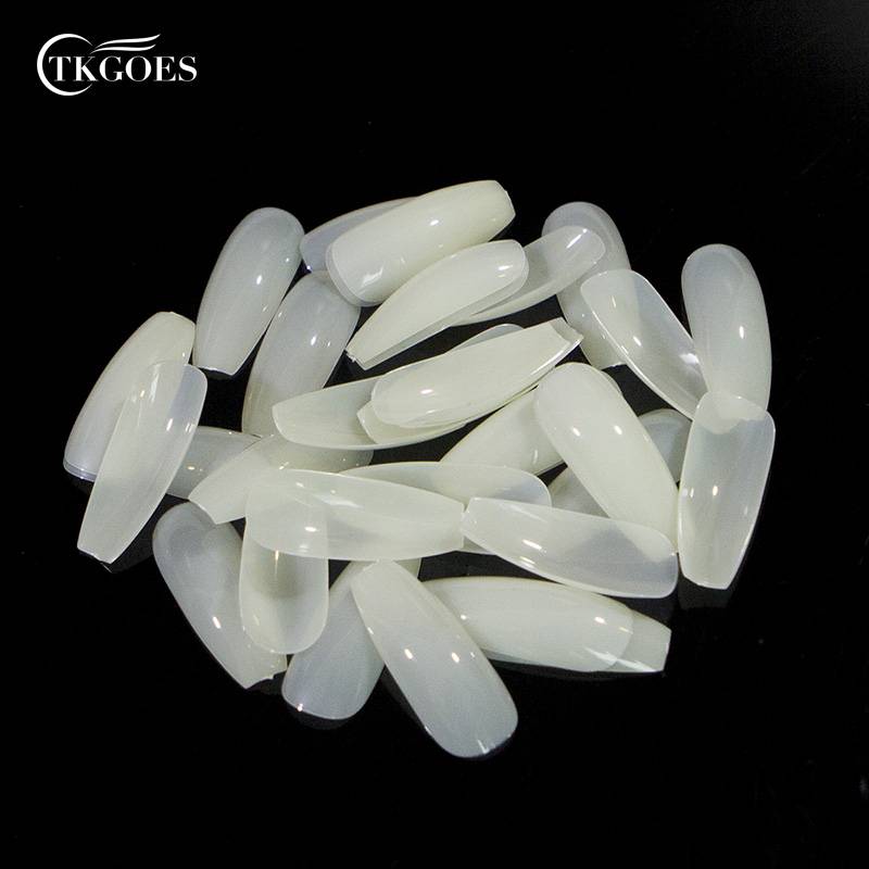 500pcs/Bag Ballerina Nail Art Tips Transparent/Natural False Coffin Nails Art Tips Flat Shape Full Cover Manicure Fake Nail Tips