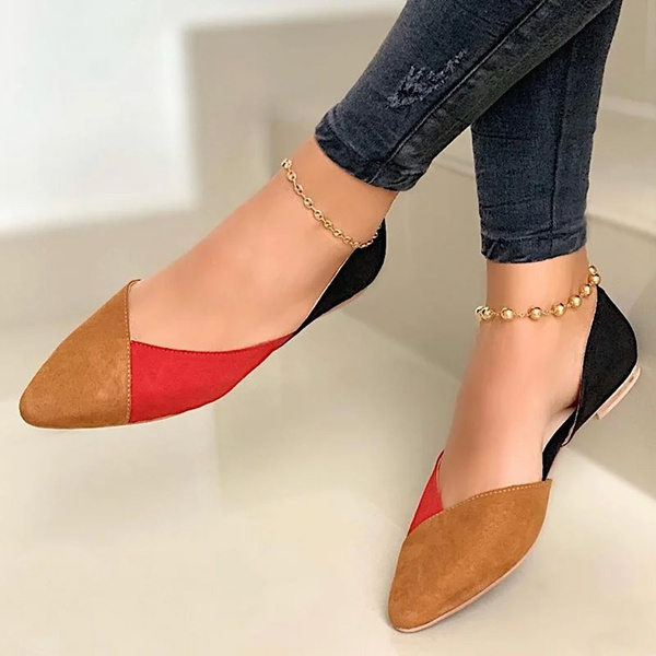 Ladies Pumps Women Shoes Pumps Suede Slip on Pointed Toe Shoes Office Casual Comfortable