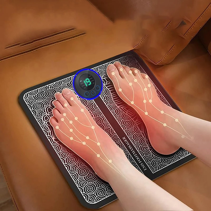 BIG SALE Foot Massger Sole Massage Pad Feet Muscle Stimulation 8 Modes 19 Level Relaxation USB Charging