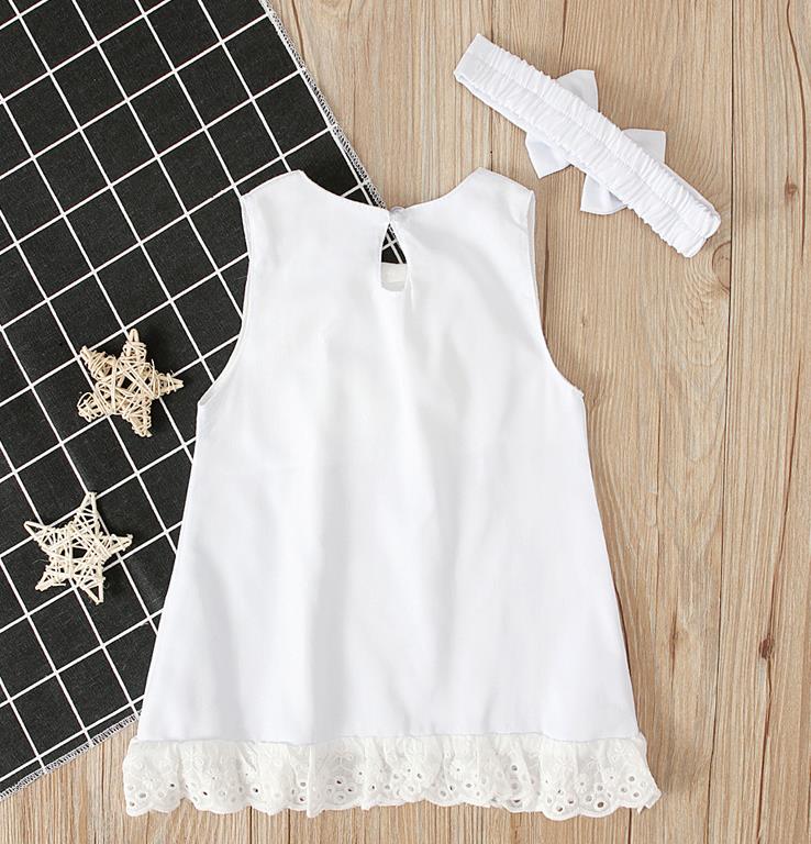 baby summer girls sleeveless bowknot skirt two-piece kids dress