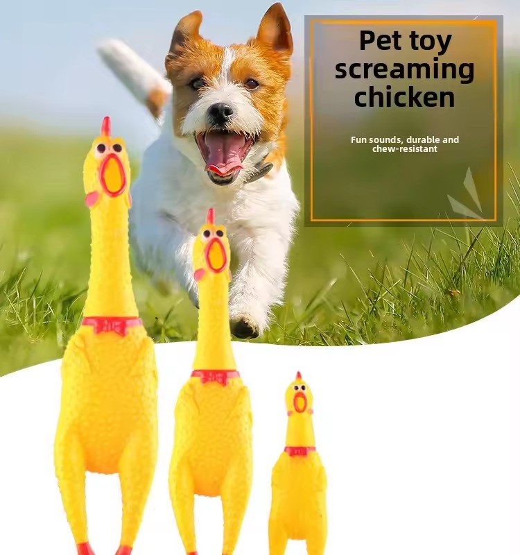 1PCS Screaming Chicken Squeezing Sound Toy Pet Dog Chewing Toy Durable And Fun Yellow Rubber Breathable Chicken