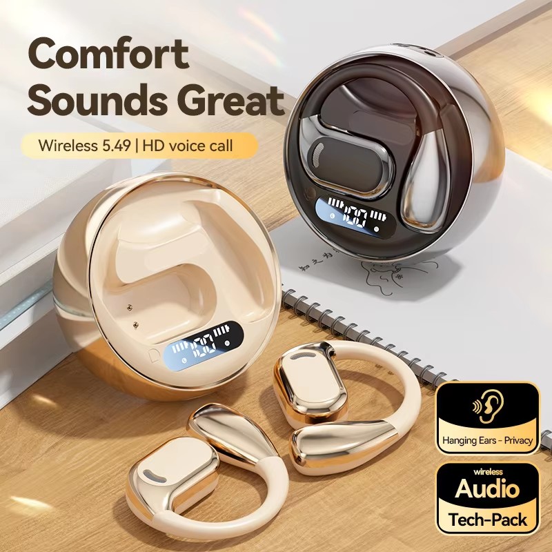 Ear Hanging Style Bluetooth Earphone Power Display Long Battery Life Noise Reduction Headset Fashion Style Lightweight Headphone