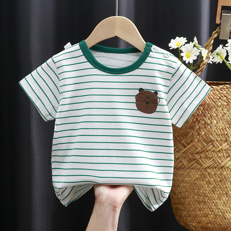 （0-3T)Summer Fashion Unisex Cartoon T-shirts Baby Boys Girls Shorts Sleeve Tees Tops Toddler