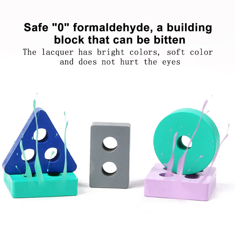 Mini Montessori Toy Wooden Building Blocks Educational Toys Color Color Shape Match Puzzle Toys For Boys Girls