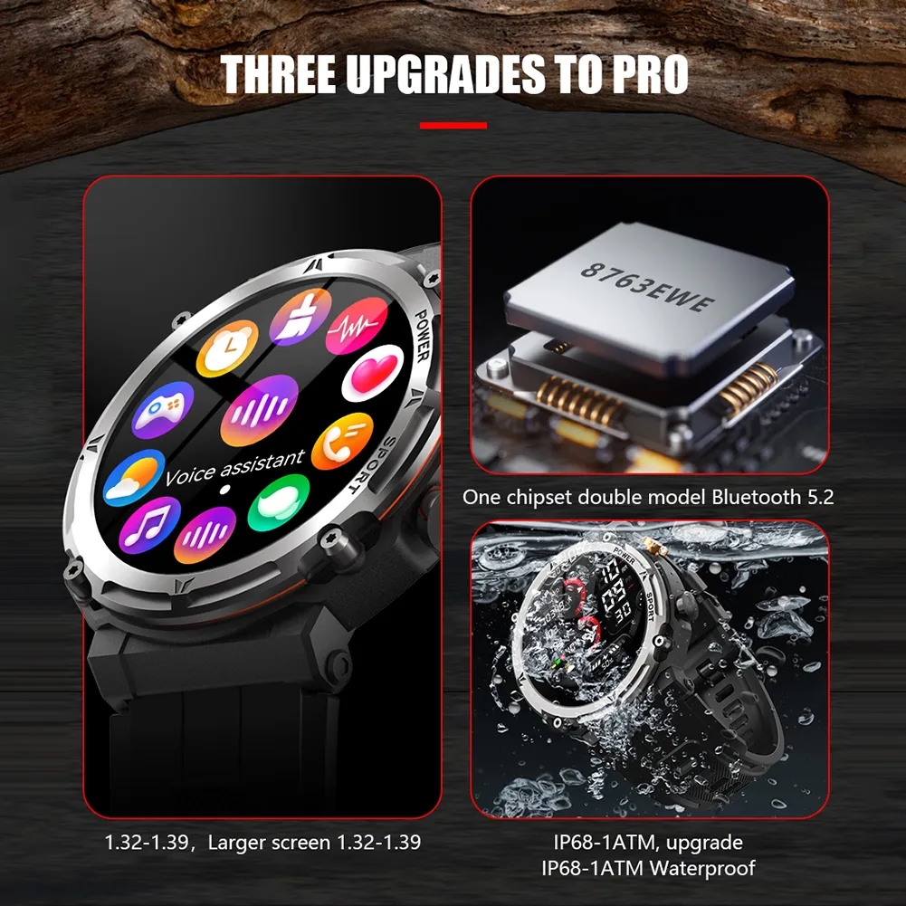 LEMFO C21Pro IP68 Smart Watch Men Global Version Language Bluetooth Call Sports Modes Health Monitor 1.39" 360*360 410mAh BT5.2