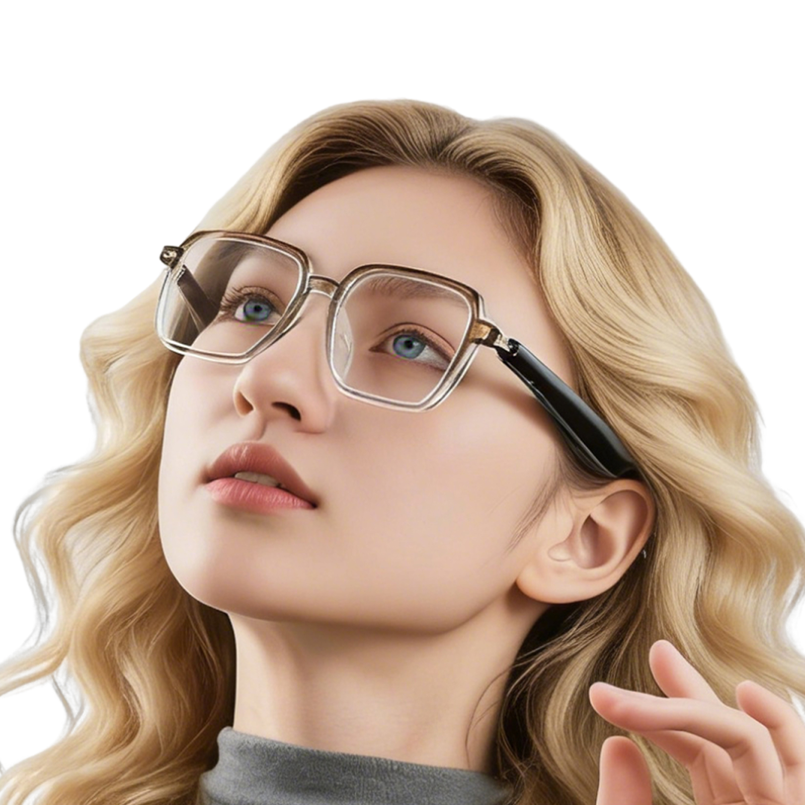 BT6.0 AI Transparent Smart Glasses Type-C Charging Lightweight Headphones Glasses HiFi Stereo Headset Eyeglass for Office School