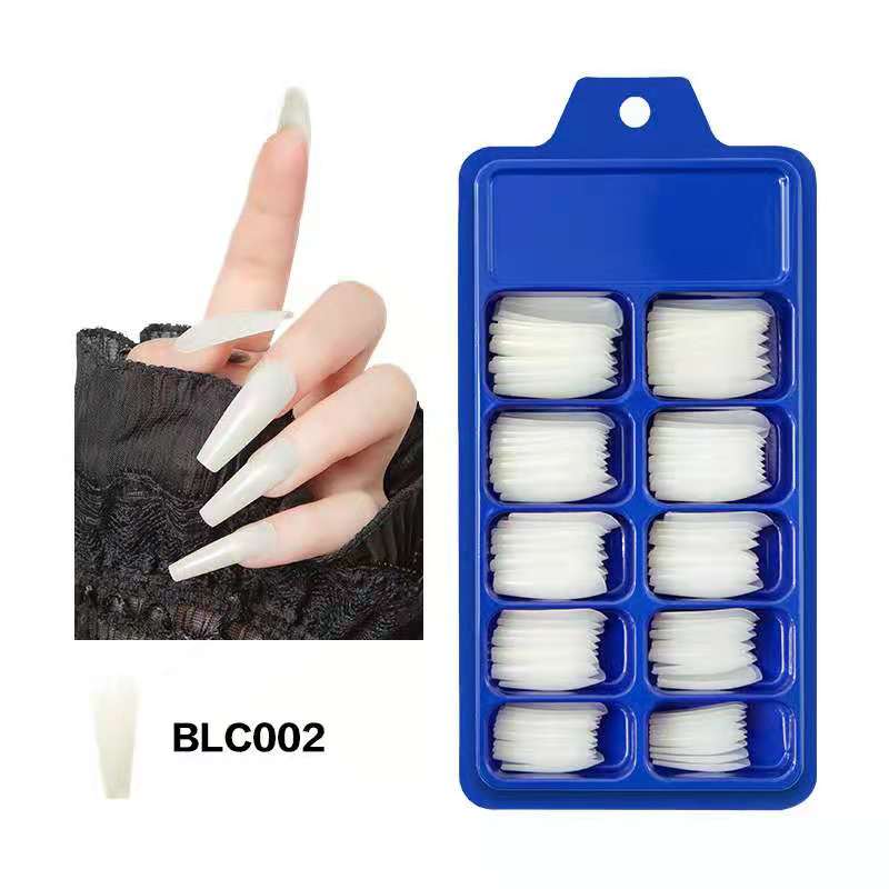 100 pieces solid color pointed false nail stickers long ballerina Multicolor false nails