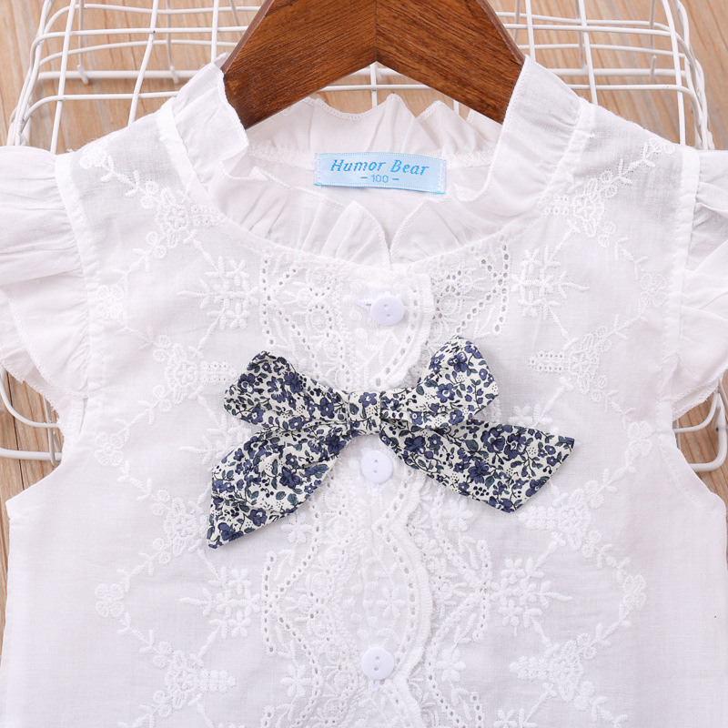 Girls Clothing Sets New Summer Sleeveless T-shirt+Print Bow Skirt 2Pcs for Kids Clothing Sets Baby Clothes Outfits