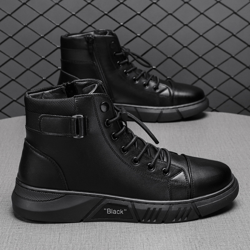 Men Boots Leather Casual Platform Boots Zipper British Style Autumn Winter Fashion Comfortable Mens Shoes