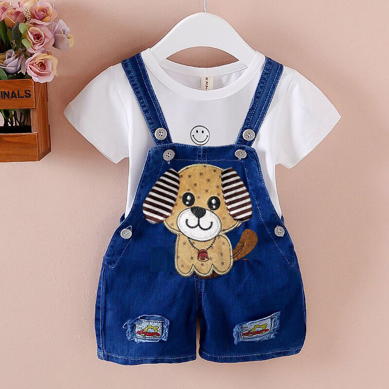 New Summer Baby Bodysuit Baby Strap Pants Denim Shorts for Boys and Girls