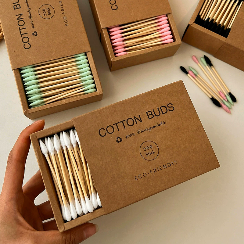 Makeup Cotton Swabs Environmentally Friendly Bamboo Cleaning and Makeup Removal Special Double-ended Cotton Swabs for Ears