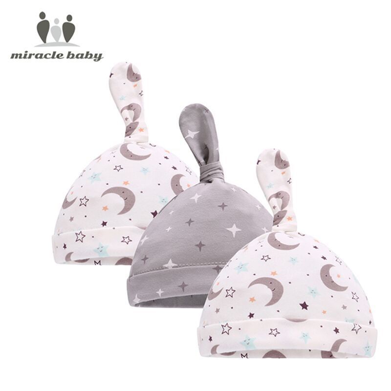 Newborn baby 0-1 year old fetal cap baby cap male and female baby pointed cap newborn hat 3pcs