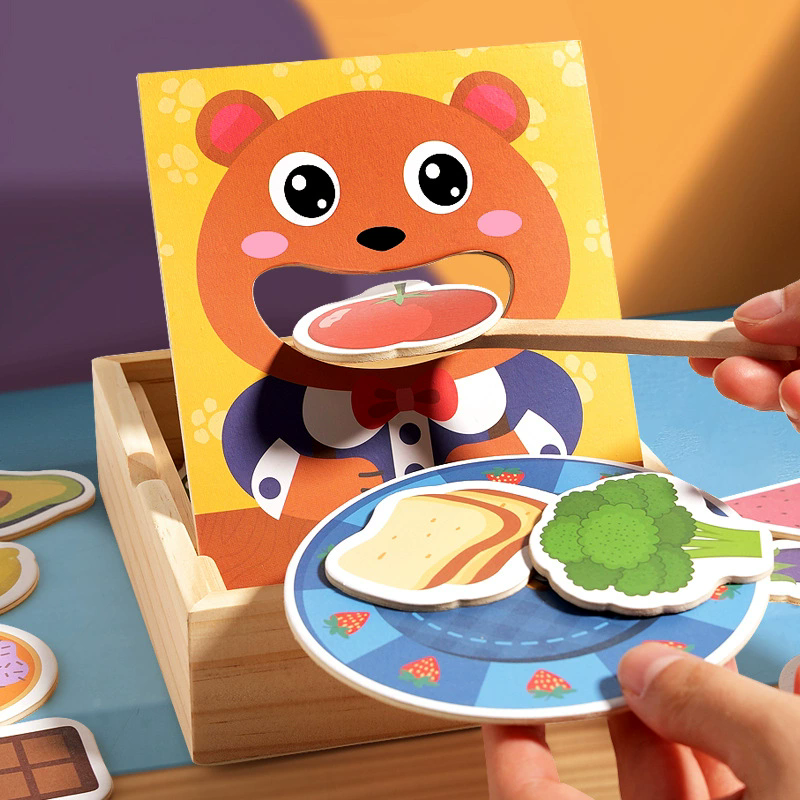 1PC Parent child simulation teddy bear feeding game, early childhood education, baby's fine action, spoon training toy