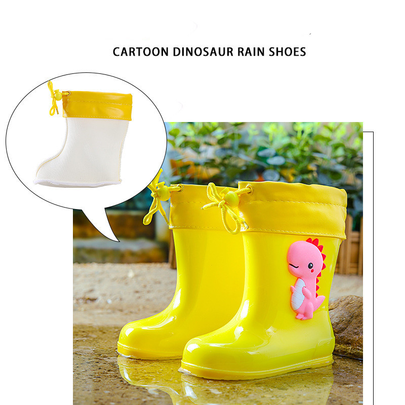 2023 new dinosaur cartoon kids rain boots men's and women's baby infant rain boots cotton-padded rain boots children's rain boot