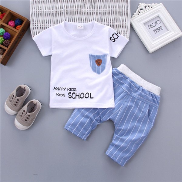 1-4 year old children's clothing children's short sleeve t-shirt suit baby two sets
