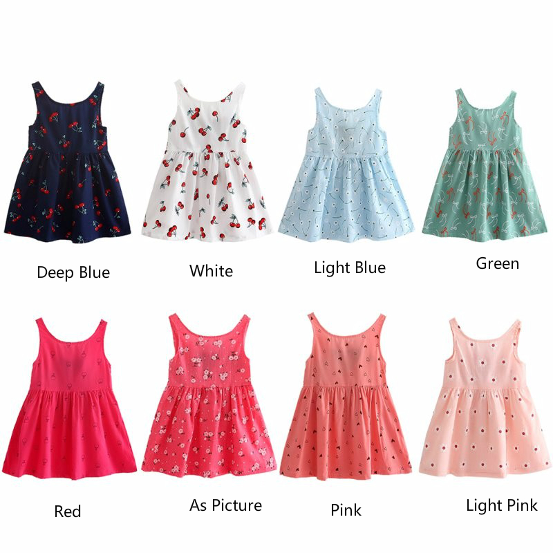 Summer Baby Girl Dress Kids Sleeves Printing cotton Flower dresses Vestidos Dress for Girl Children Girls Clothes