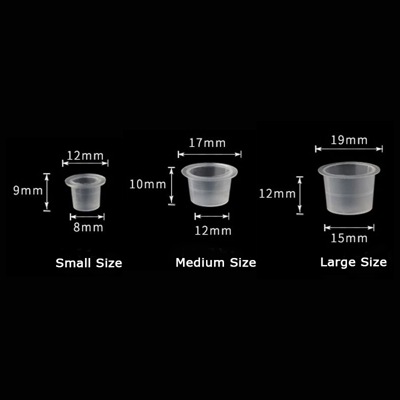 100pcs Plastic Tattoo Ink Cups Permanent Makeup Clear Pigment Container Caps