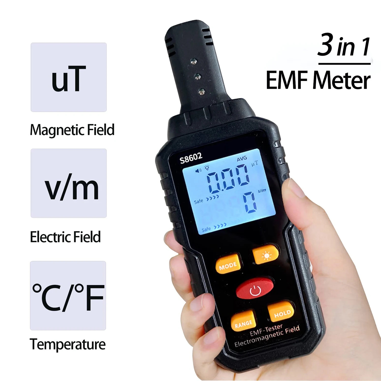 Portable Electromagnetic Field Radiation Detector 3 in 1 EMF Meter EMF Detector for Ghost Hunting Equipmetent