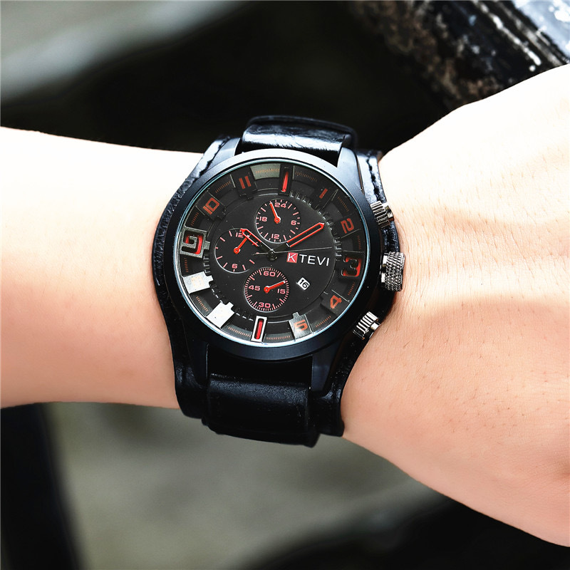 Large dial men's watch quartz watch calendar movement