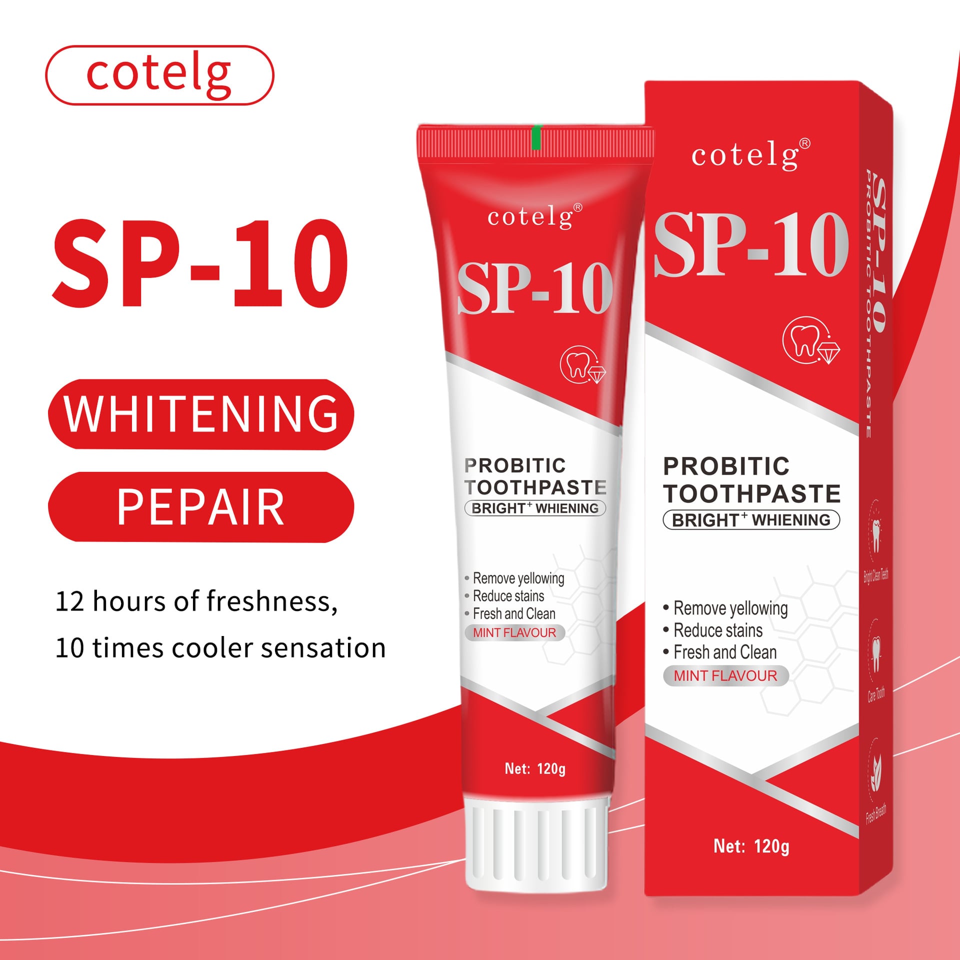 Sp-10 Removing Dental Plaque, Refreshing Breath, Teeth Whitening, Probiotic Toothpaste
