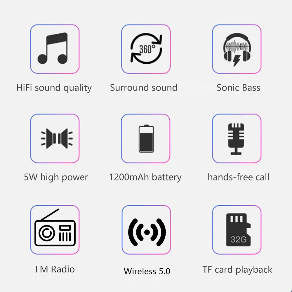 Portable Wireless Speaker Bluetooth-compatible Column Bass Mini Subwoofer Support TF Card USB Speakers FM Receiver/Radio With FM