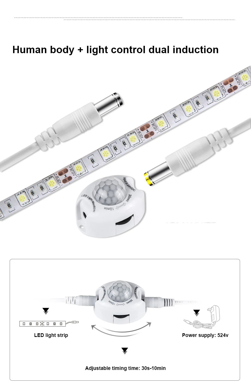 DC 5V 12V Light Switch Motion Sensor Movement Detector Activated Timer Automatic PIR Motion Sensor LED Strip Light Module Tape