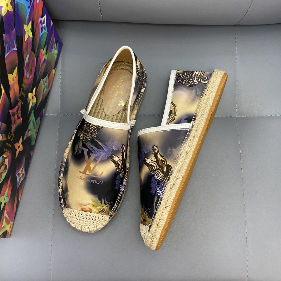 LV luxury high-quality hemp rope sole and rubber outsole fisherman shoes you deserve size 38-44