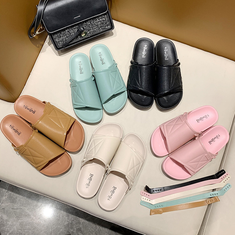 TAWANA Sandals Women's Cross border E-commerce Leisure One Word Sandals Leisure Beach Parent-child Two Wear Flat Outwear Wholesa