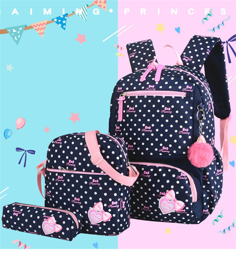 3 Pieces / Set of Printed School Bags Fashionable Children Backpacks Girls Students School Bags