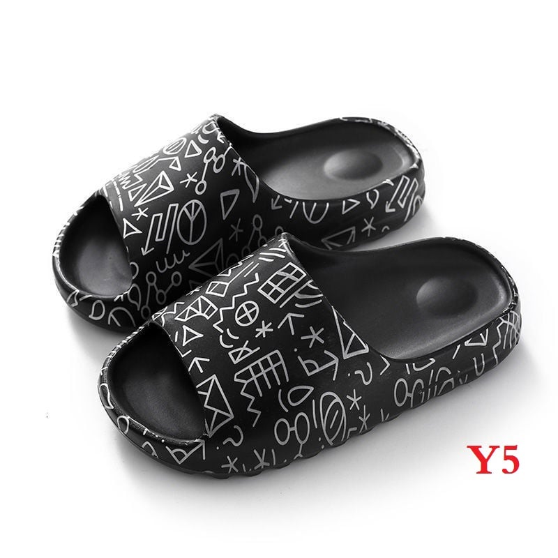 Men Women Yeezy Similar Sides Slippers Graffiti Sesame Street Skull Pattern Beach Shoes Sandals Indoor Outdoor Slipper