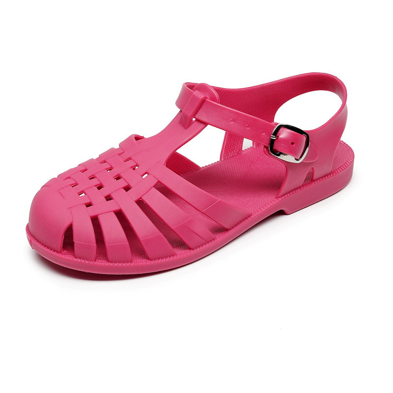 Summer Girls Boys Roman Sandals Kids Hollow Out Jellies PVC Outdoor Beach Children Baby Sandals Shoes Flat Soft Sole Antiskid