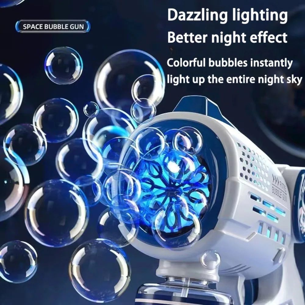 Astronaut Electric Automatic Light Bubble Machine Bubbles Gun Summer Beach Bath Outdoor Game Fantasy Toys for Children Kids Gift