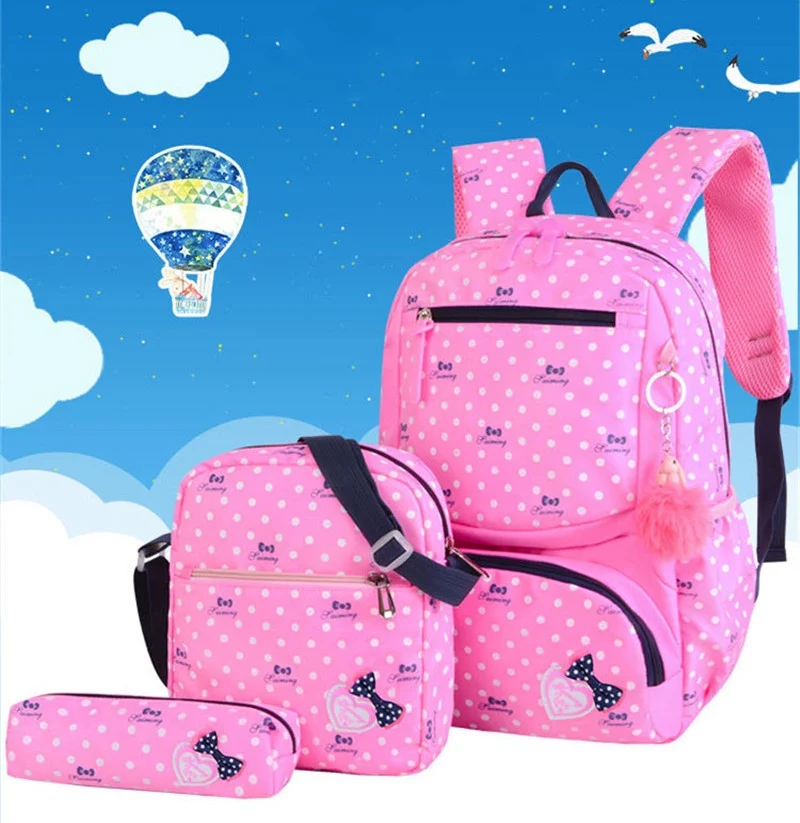 3 Pieces / Set of Printed School Bags Fashionable Children Backpacks Girls Students School Bags