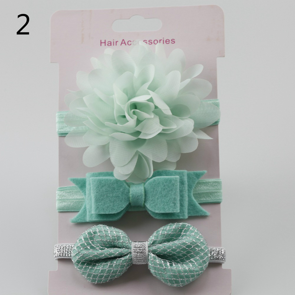 Fashion Korean Flower Hair Band Child Bow Three Piece