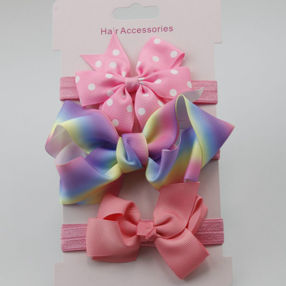 3Pcs/Set Baby Girl Headbands Elastic Bowknot Hair Band Turban