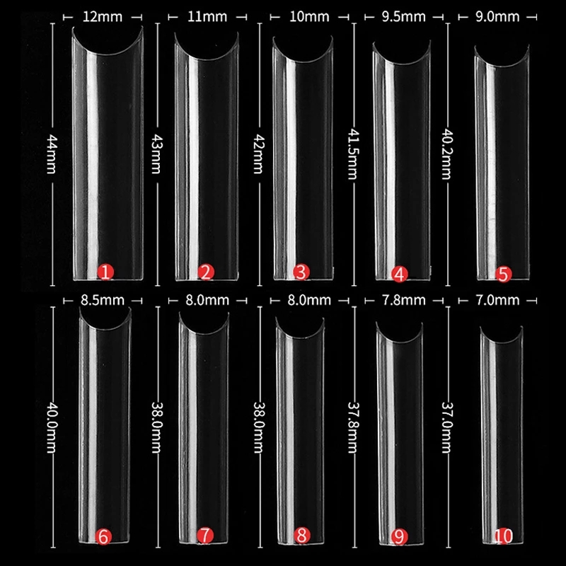 500 Pcs/Bag XXL C Curve Straight Length Nail Tips Extra Nature Transparent Long Salon False Nail Tip Half Cover Artificial Nails