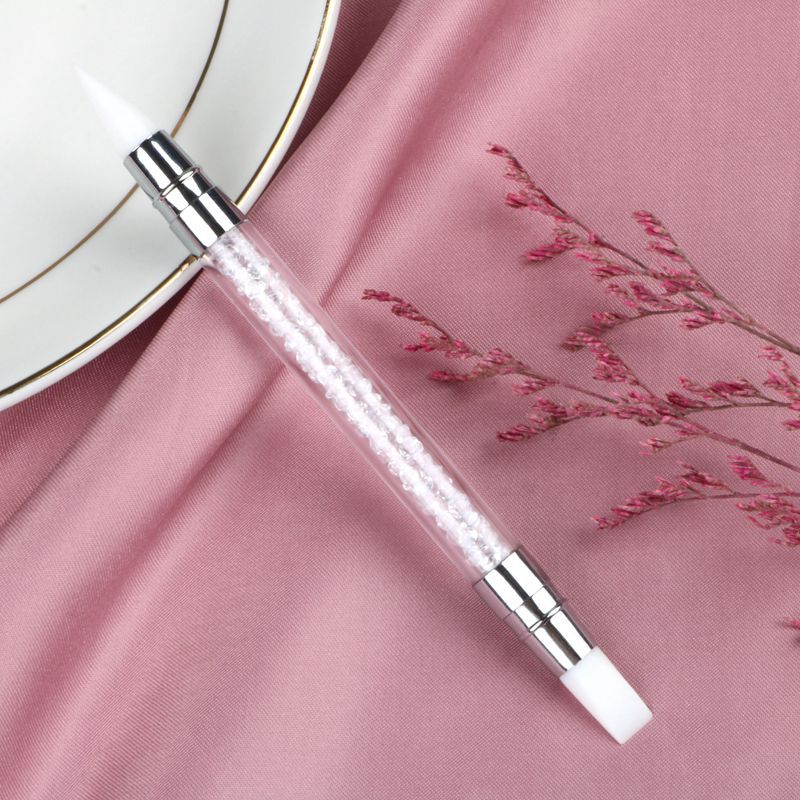 Dual-Ended 2 Ways Nail Art Silicone Sculpture Pen Carving DIY Painting Glitter Rhinestone Acrylic Manicure Dotting Tool &