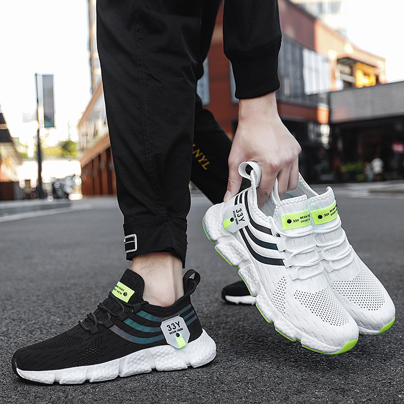 Men Casual Sport Shoes Breathable Lightweight Sneakers Outdoor Mesh Black Running Shoes Athletic Jogging Walking Shoes