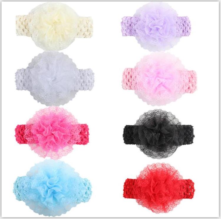 Baby Hair Bands Girls Lace Flower Baby Headband Hair Elastic Band Flower Hair Accessories Wrap Band Flower