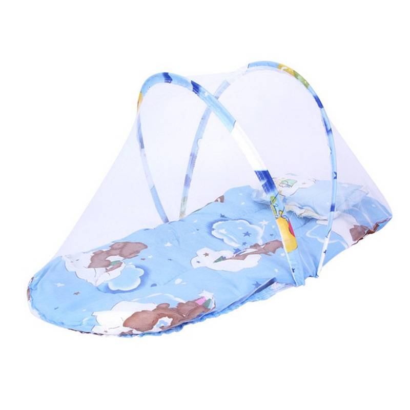 New Summer Baby Mosquito Insect Cradle Net With Portable Folding Canopy Cushion+Cute Pillow Mattress Infant Bedding Accessories