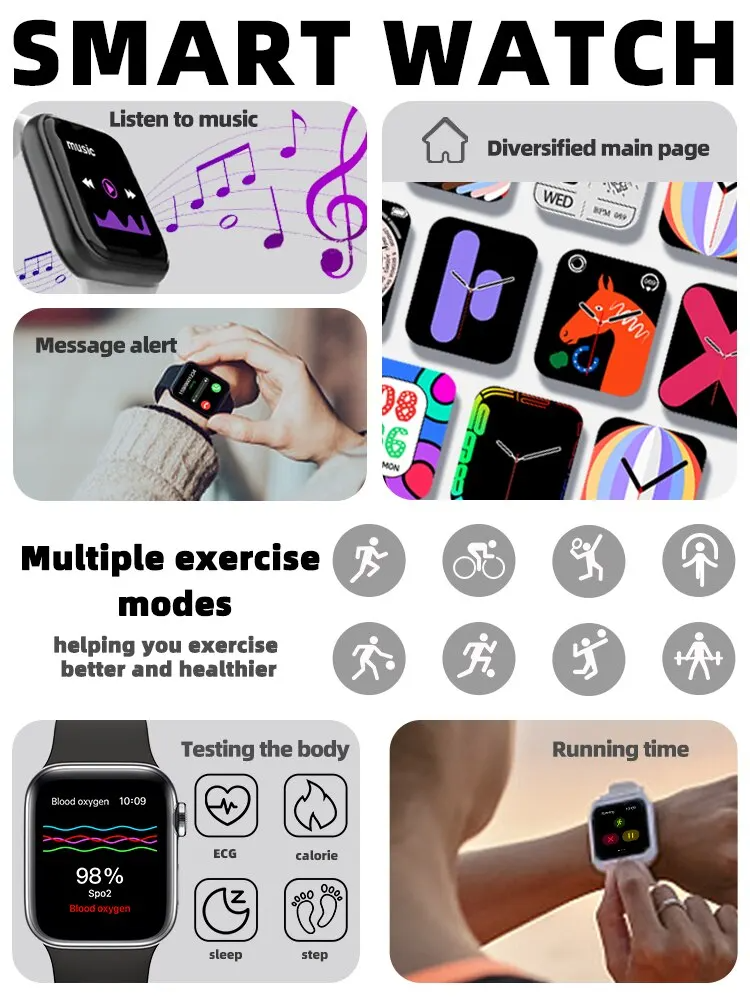 Smart Watch I8 Pro Max Answer Call Sport Fitness Tracker Custom Dial Smartwatch Men Women Gift For Apple Phone PK IWO X8 T500