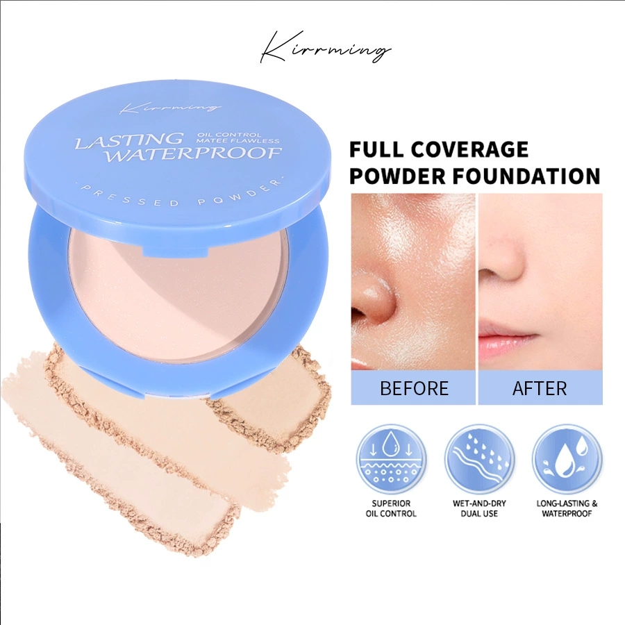KIRRMING Long Lasting Face Adjustment Powder, Water Resistant, Matte, Oil Control, Compact Powder, Finish, Makeup Powder Press