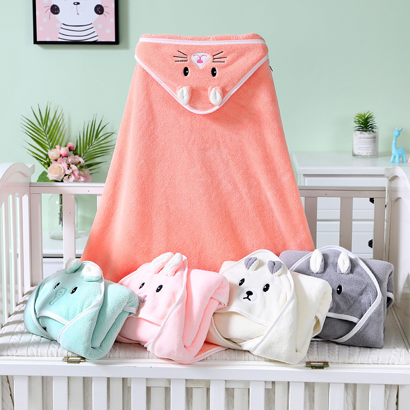 Children's bath towel, newborn blanket, coral velvet blanket, embroidered blanket, hooded scarf, cape bath towel